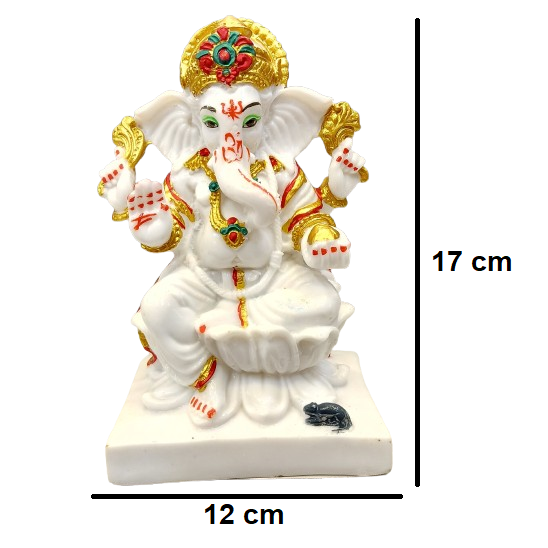 Marble Finish Ganesha Sitting on Kamal Statue | EnamorarDecor
