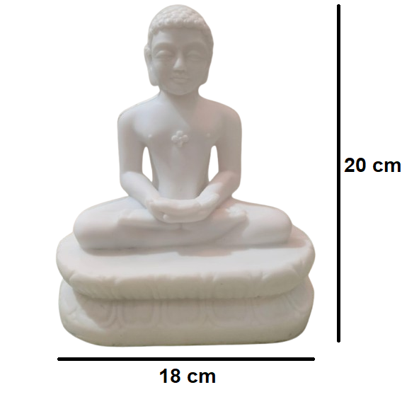 White Marble Finish Mahaveer Bhagwan Resin Statue | EnamorarDecor