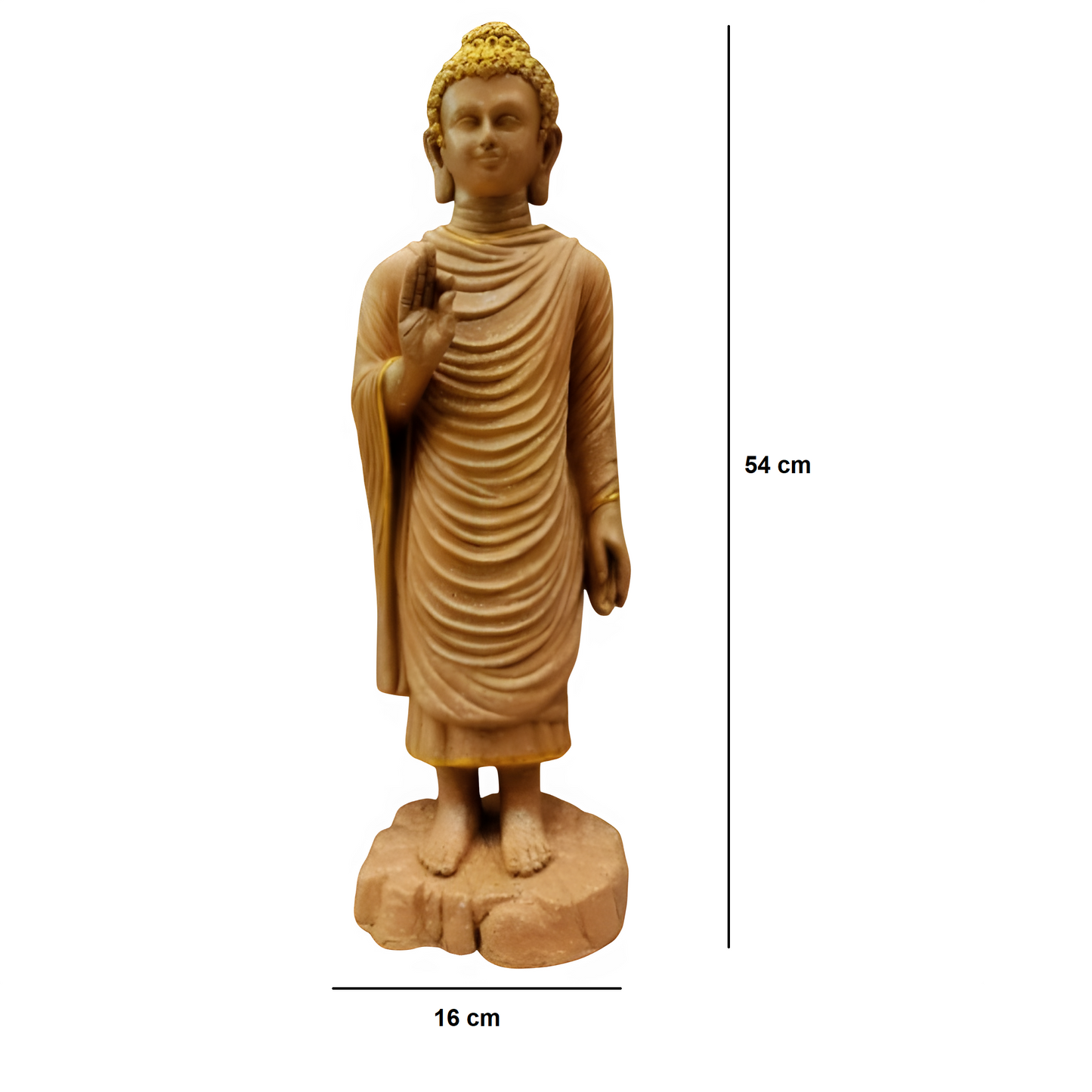 Brown Resin Standing Buddha | EnamorarDecor