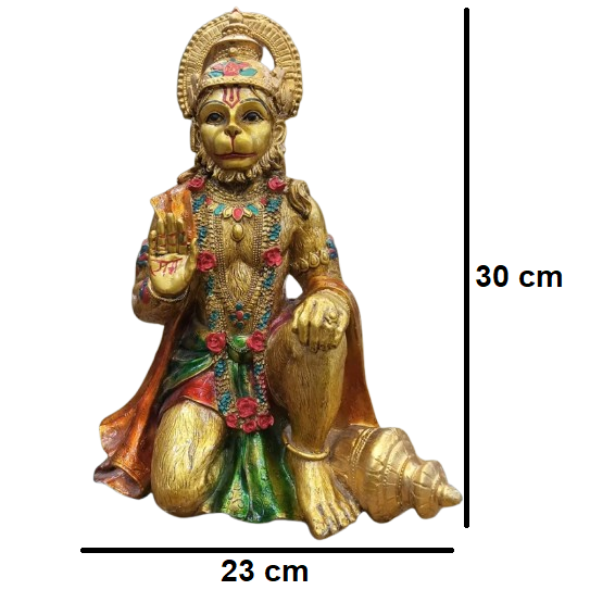Golden Color Hanuman Ji Sitting Statue | EnamorarDecor