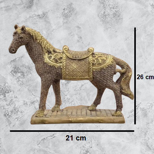 Wooden Finish Horse Resin Statue | EnamorarDecor