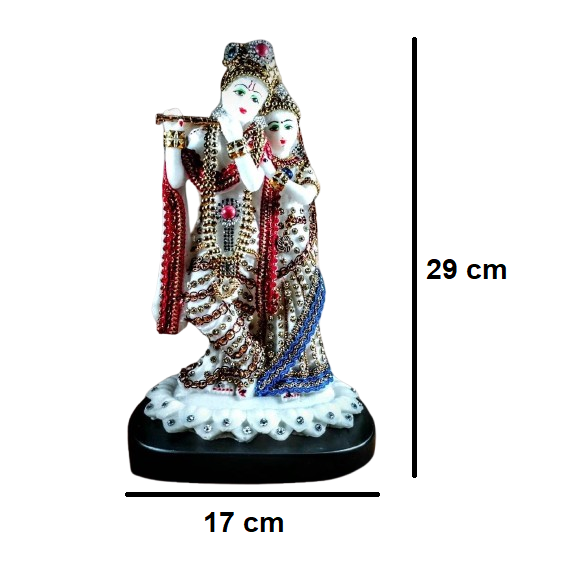 Marble Finish Multicolor Radha Krishna Standing Statue | EnamorarDecor