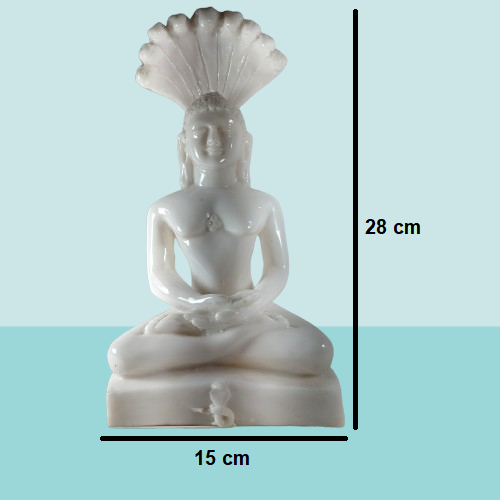 White Marble Finish Parshwanath Bhagwan Resin Statue | EnamorarDecor