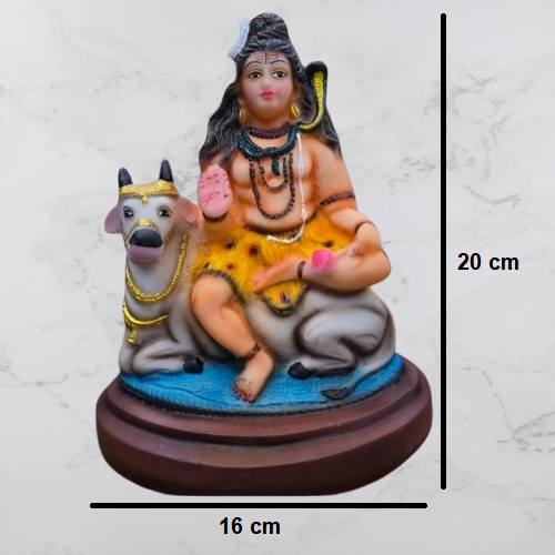 Multicolor Shiva Sitting on Nandi Resin Statue | EnamorarDecor