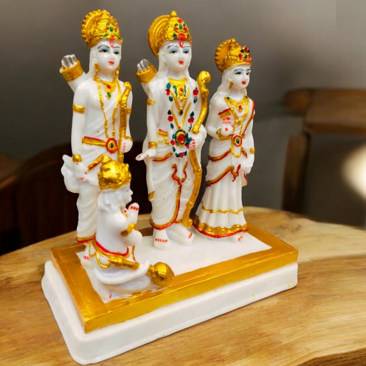 White Ram Darbar Marble Dust Statue | EnamorarDecor
