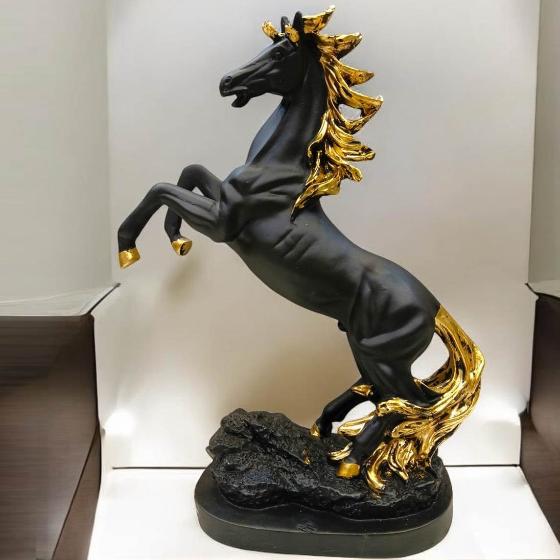 Horse Standing on Hind Legs Sculpture (Black) | EnamorarDecor