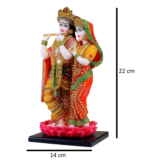 Multicolor Radha Krishan Standing on Lotus Resin Statue | EnamorarDecor