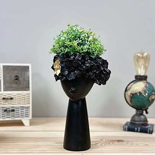 Black Lady Flower Pot Set Made of Resin | EnamorarDecor