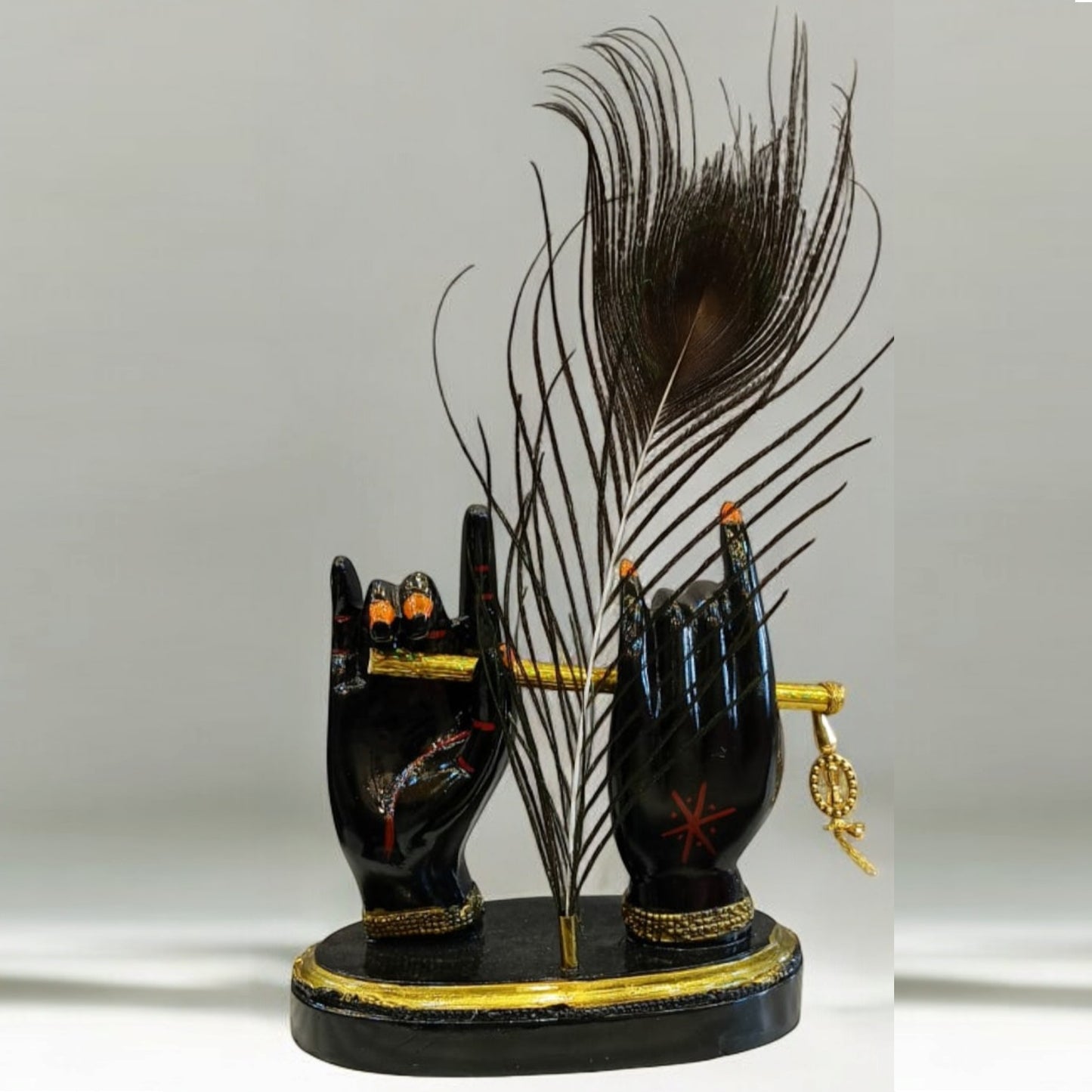 Lord Krishna Hand with Flute Antique Sculpture (Black) | EnamorarDecor
