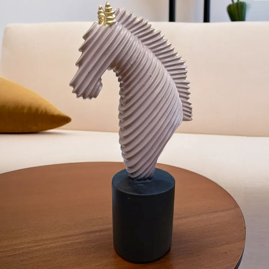 Pink Ribbed Resin Horse Statue | EnamorarDecor