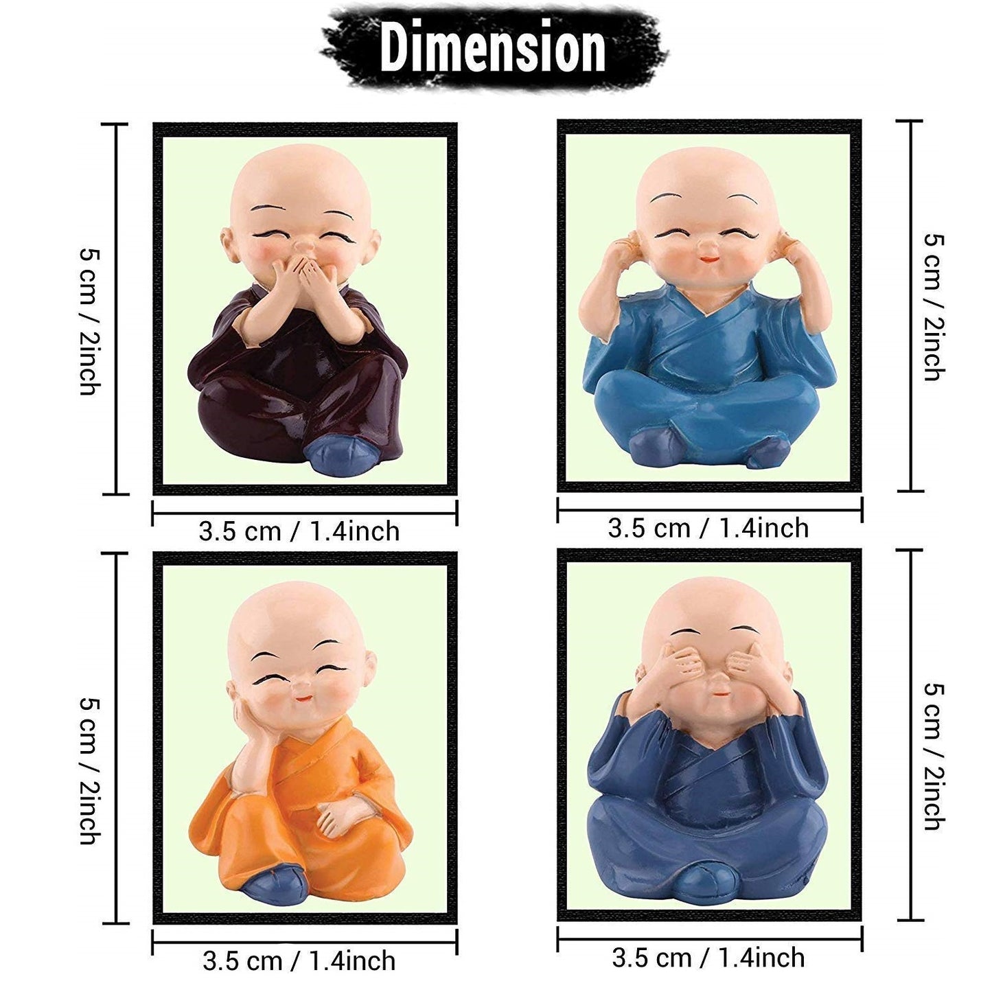 Multicolor Car Laughing Buddha Set of 4 Made of Resin | EnamorarDecor