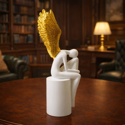 Golden Wings White Angel Sculpture | EnamorarDecor