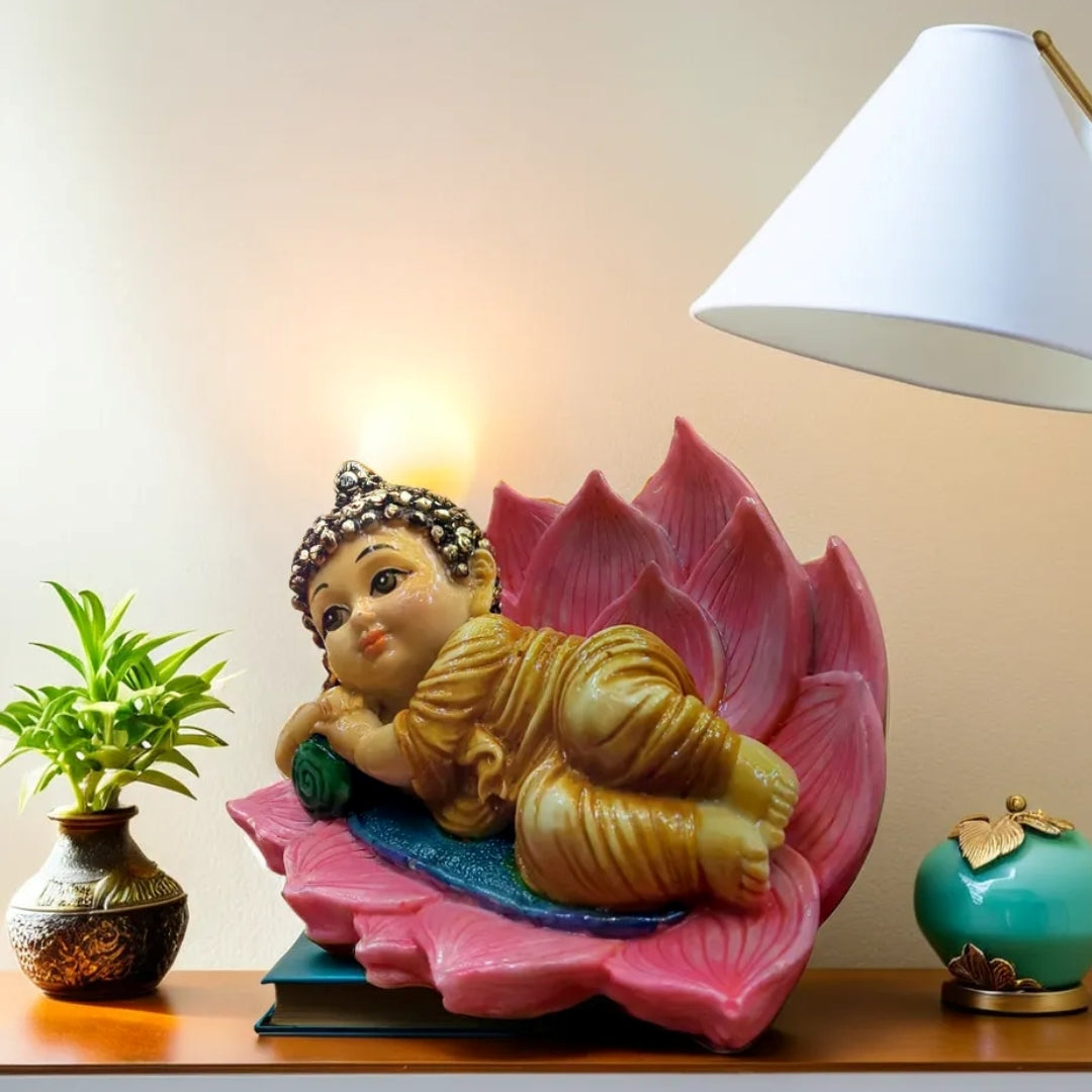Multicolor Monk Lying on Kamal Statue | EnamorarDecor