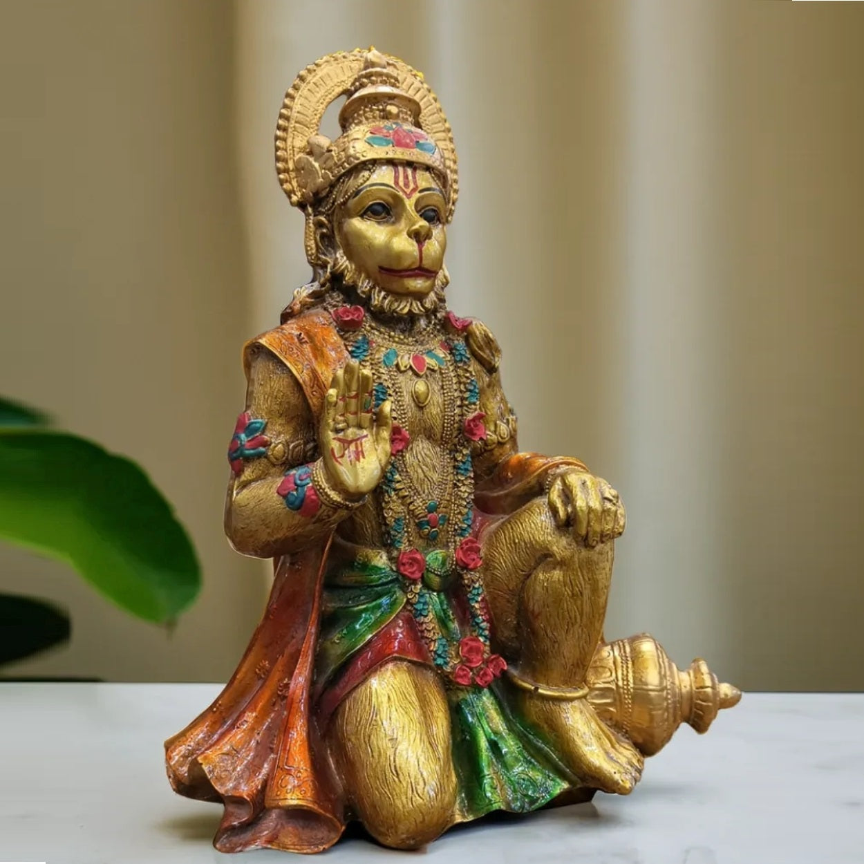 Golden Color Hanuman Ji Sitting Statue | EnamorarDecor