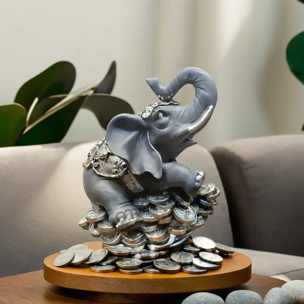 Elegant Black Money Elephant Showpiece | EnamorarDecor