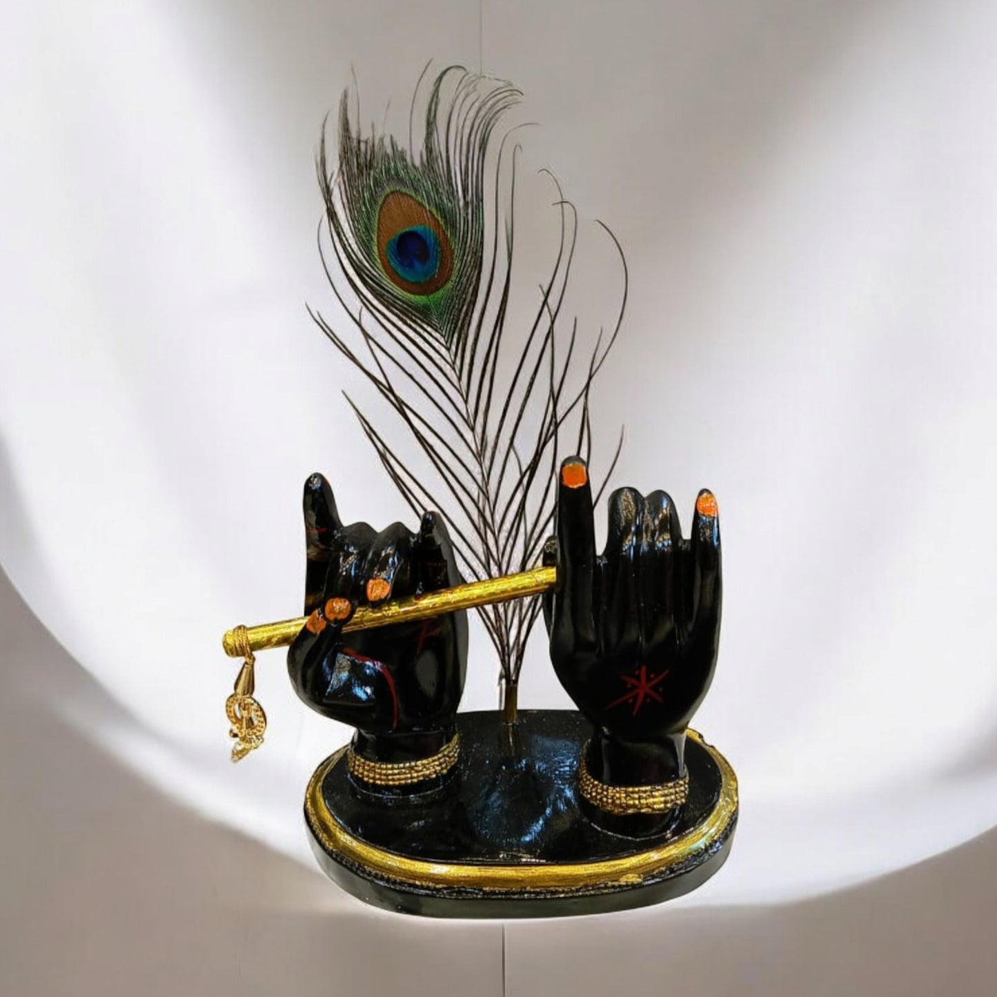Lord Krishna Hand with Flute Antique Sculpture (Black) | EnamorarDecor