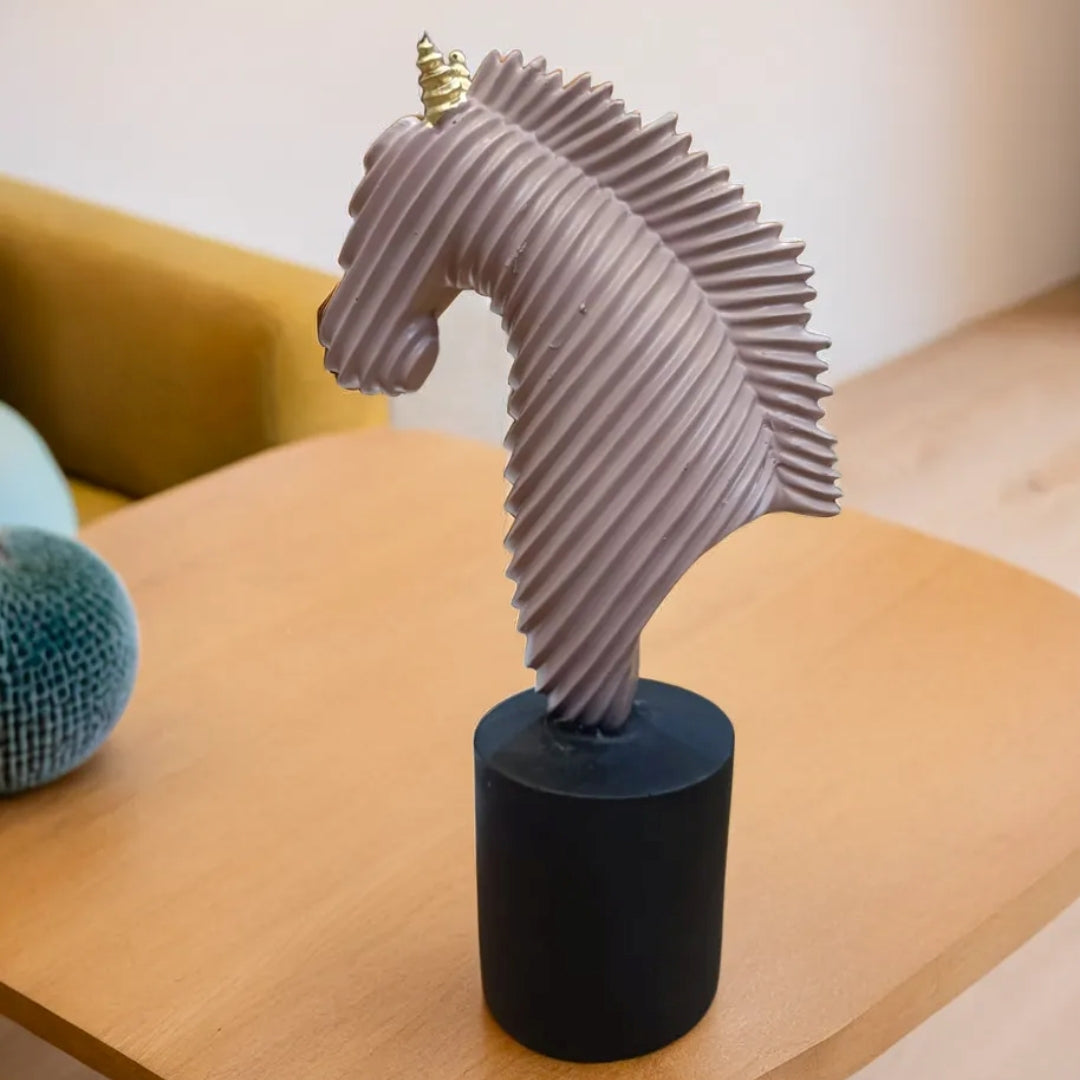 Pink Ribbed Resin Horse Statue | EnamorarDecor