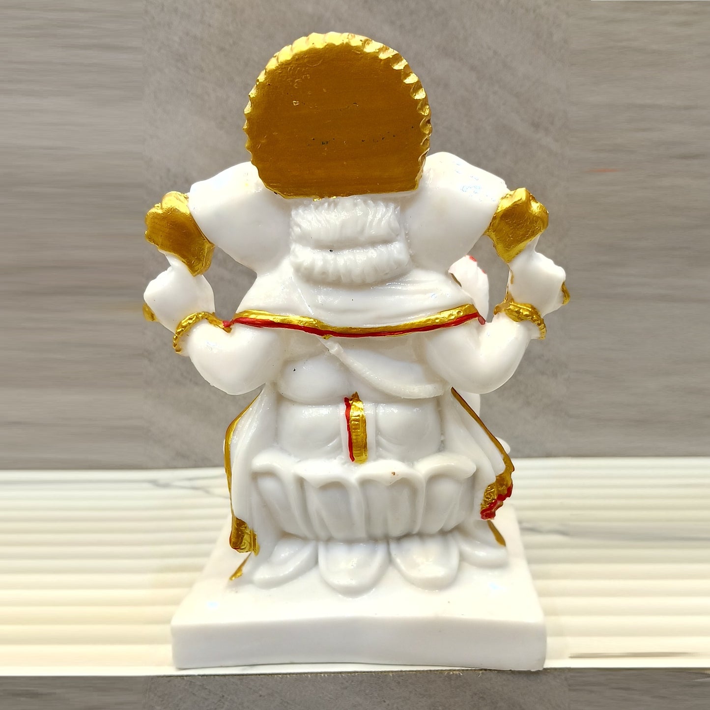 Marble Finish Ganesha Sitting on Kamal Statue | EnamorarDecor