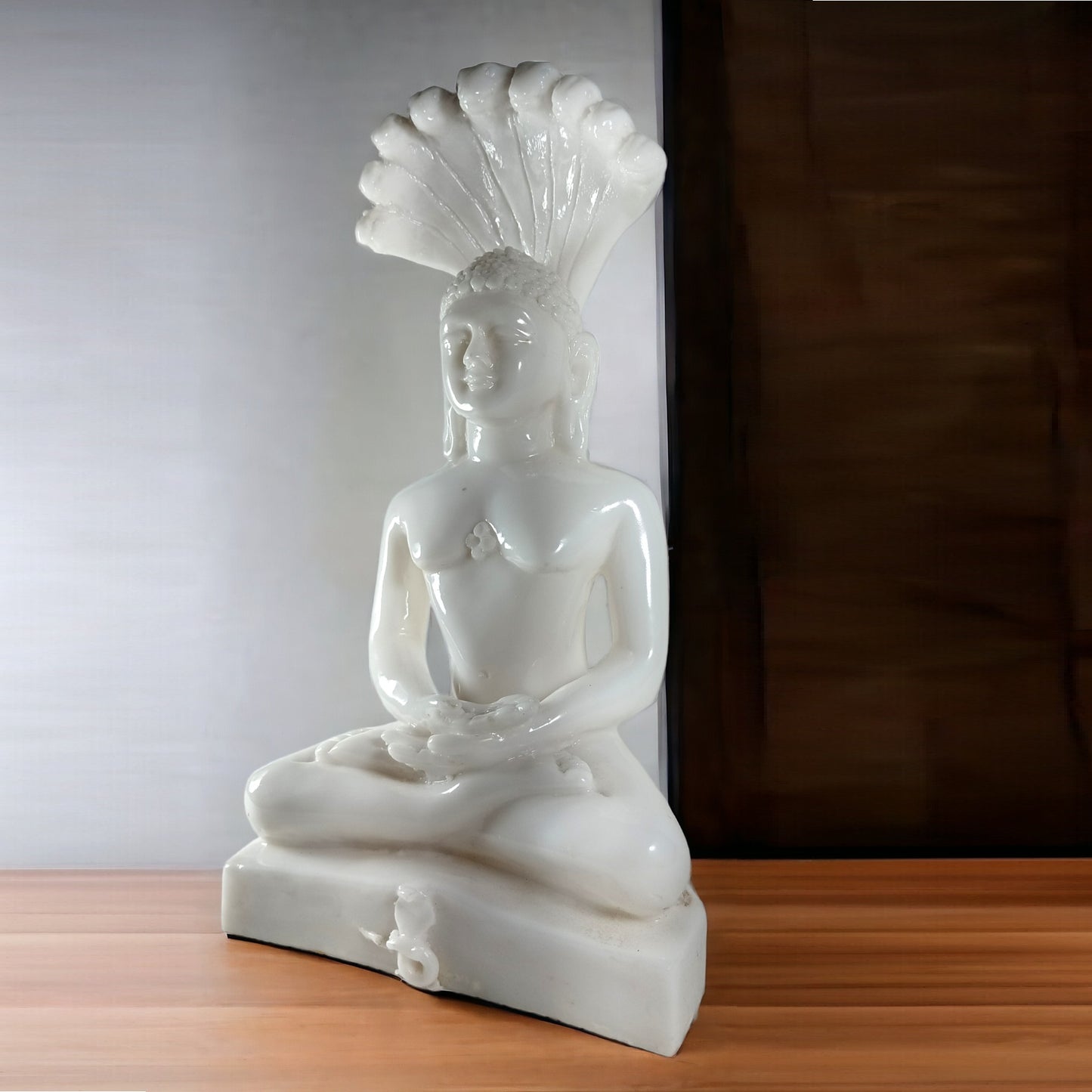 White Marble Finish Parshwanath Bhagwan Resin Statue | EnamorarDecor