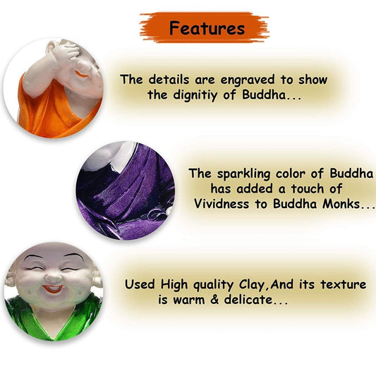 Multicolor Resin Laughing Buddha Set of 3 | EnamorarDecor