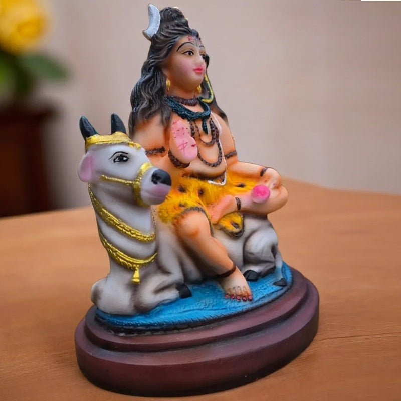 Multicolor Shiva Sitting on Nandi Resin Statue | EnamorarDecor