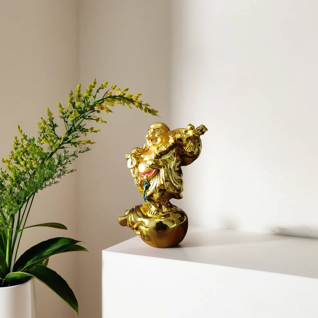 Gold Platted Standing Buddha Resin Statue | EnamorarDecor