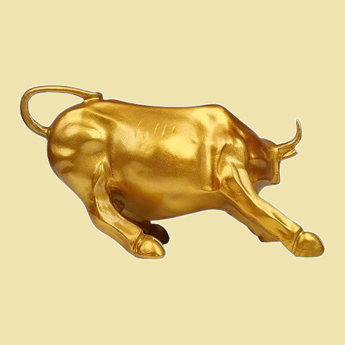Golden Color Stock Market Bull | EnamorarDecor