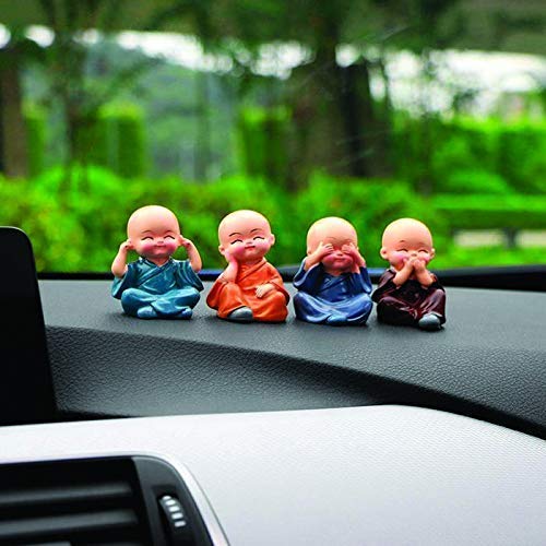 Multicolor Car Laughing Buddha Set of 4 Made of Resin | EnamorarDecor