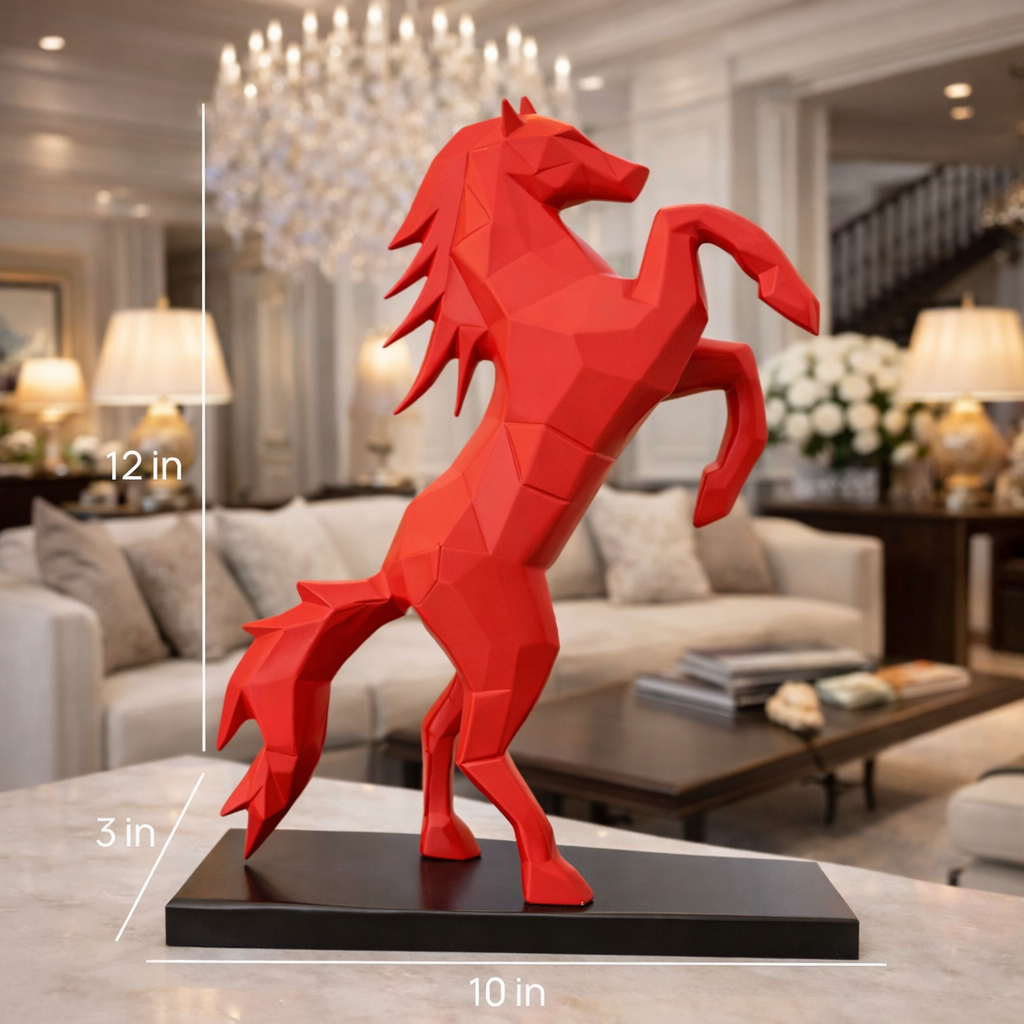 Royal Red Rearing Victory Ferrari Horse Statue | EnamorarDecor