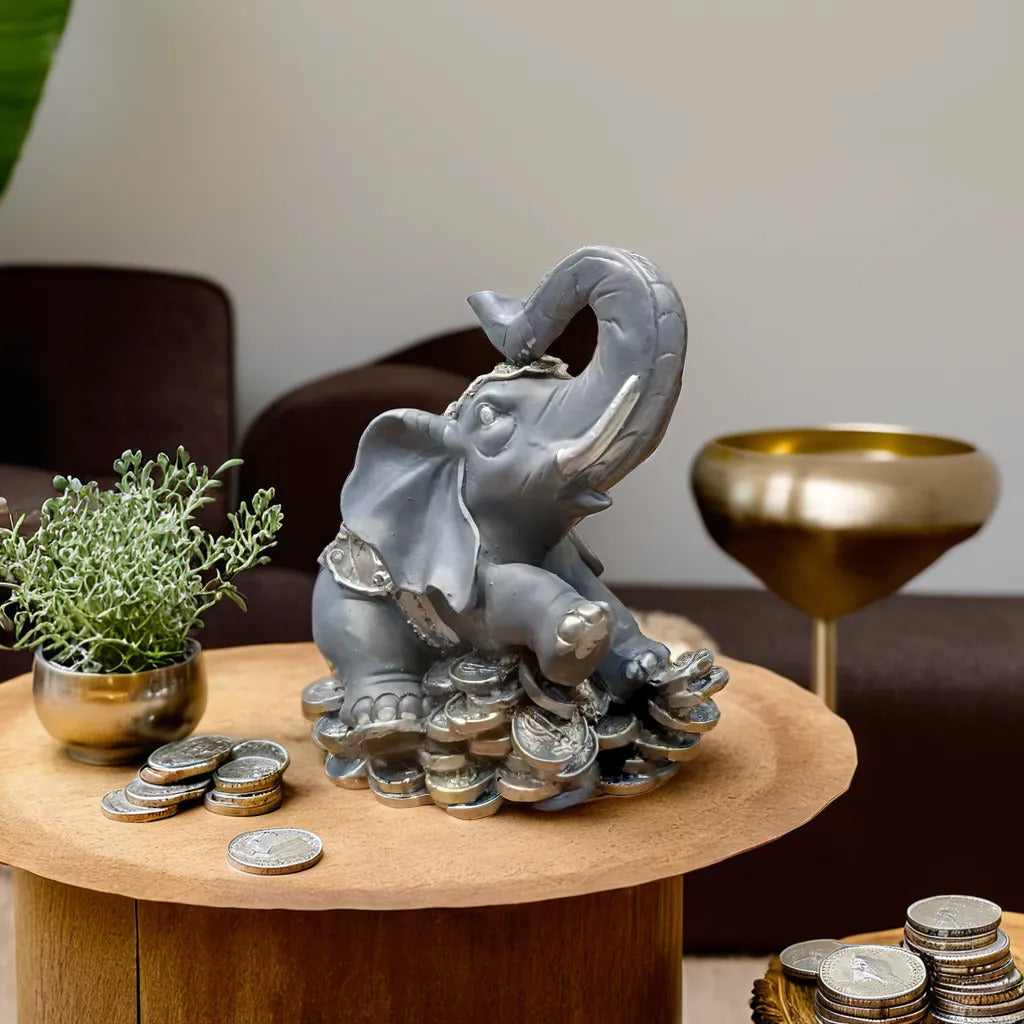 Elegant Black Money Elephant Showpiece | EnamorarDecor