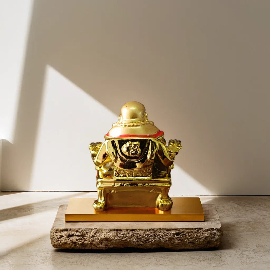 Gold Platted Sitting Buddha Premium Resin Statue | EnamorarDecor