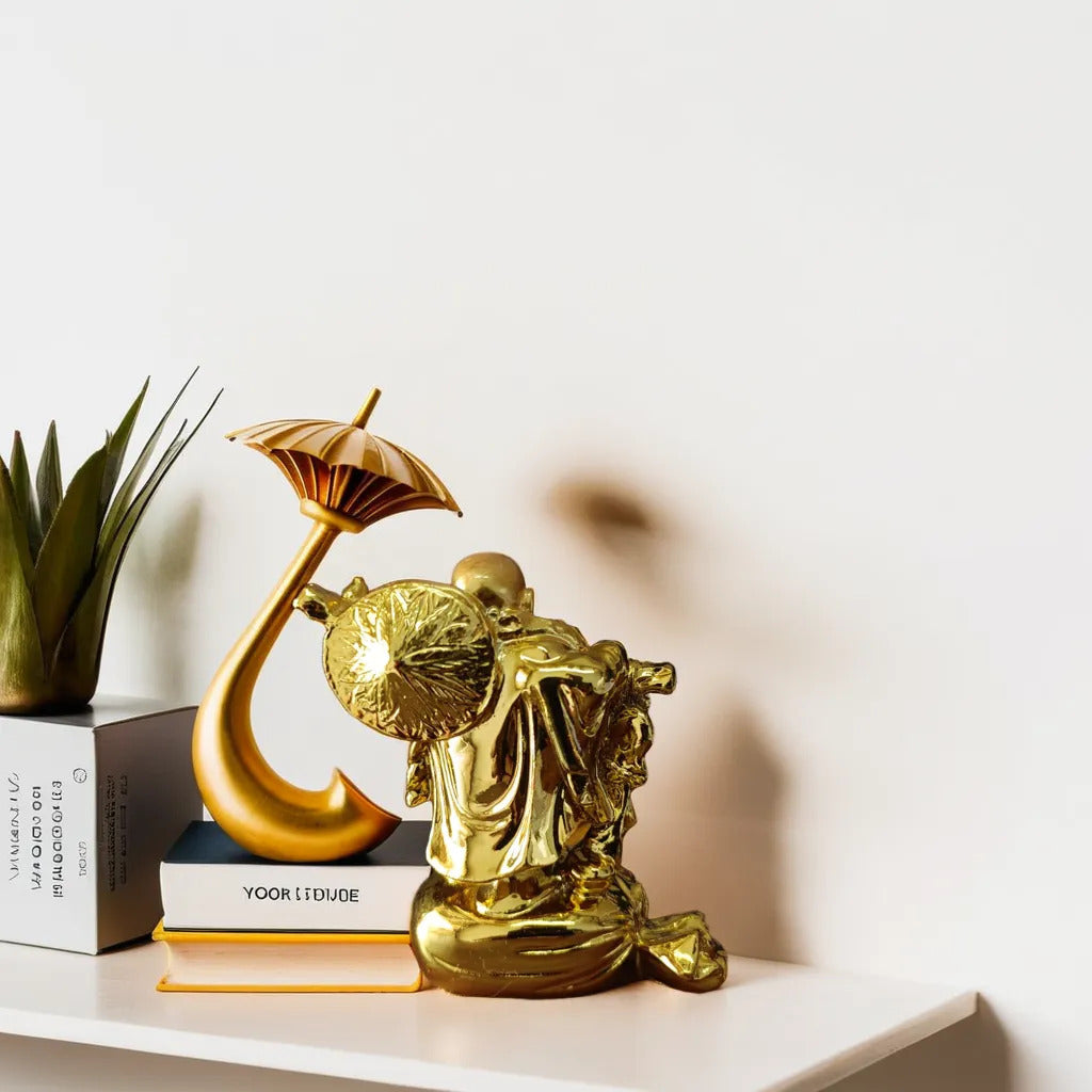Gold Platted Standing Buddha Resin Statue | EnamorarDecor