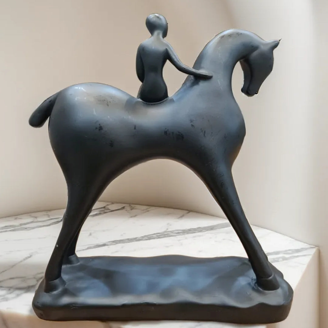 Black Horse Lady Resin Statue | EnamorarDecor