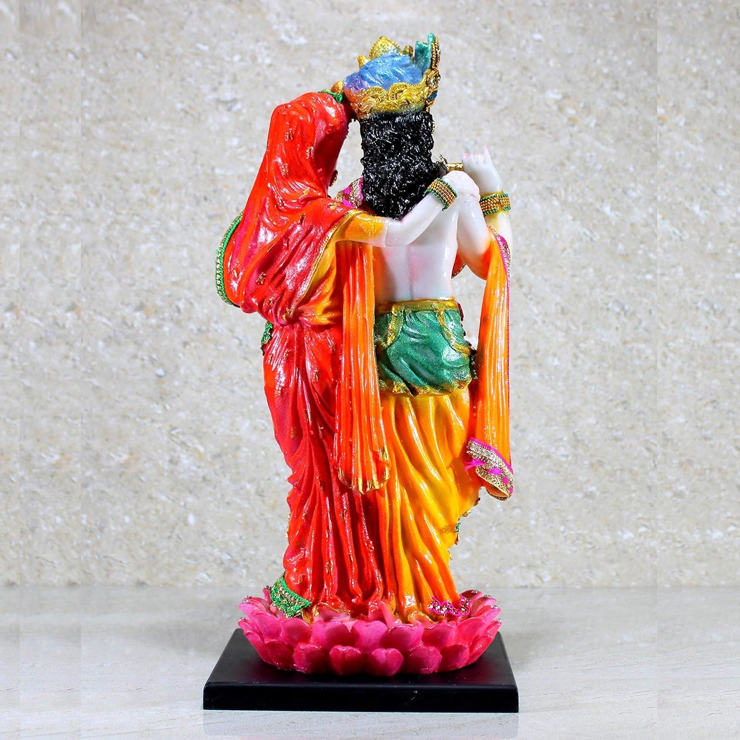 Multicolor Radha Krishan Standing on Lotus Resin Statue | EnamorarDecor