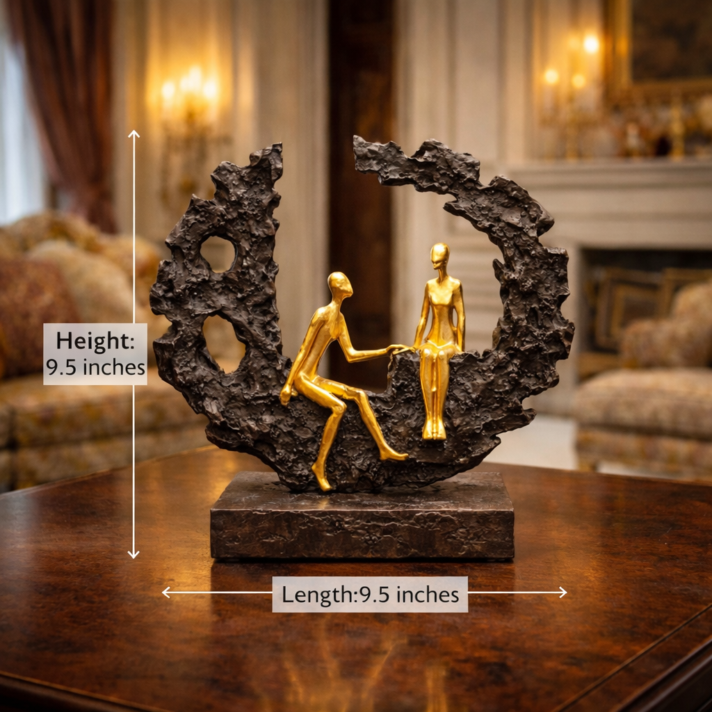 Luxury Golden Abstract Couple Sculpture | EnamorarDecor