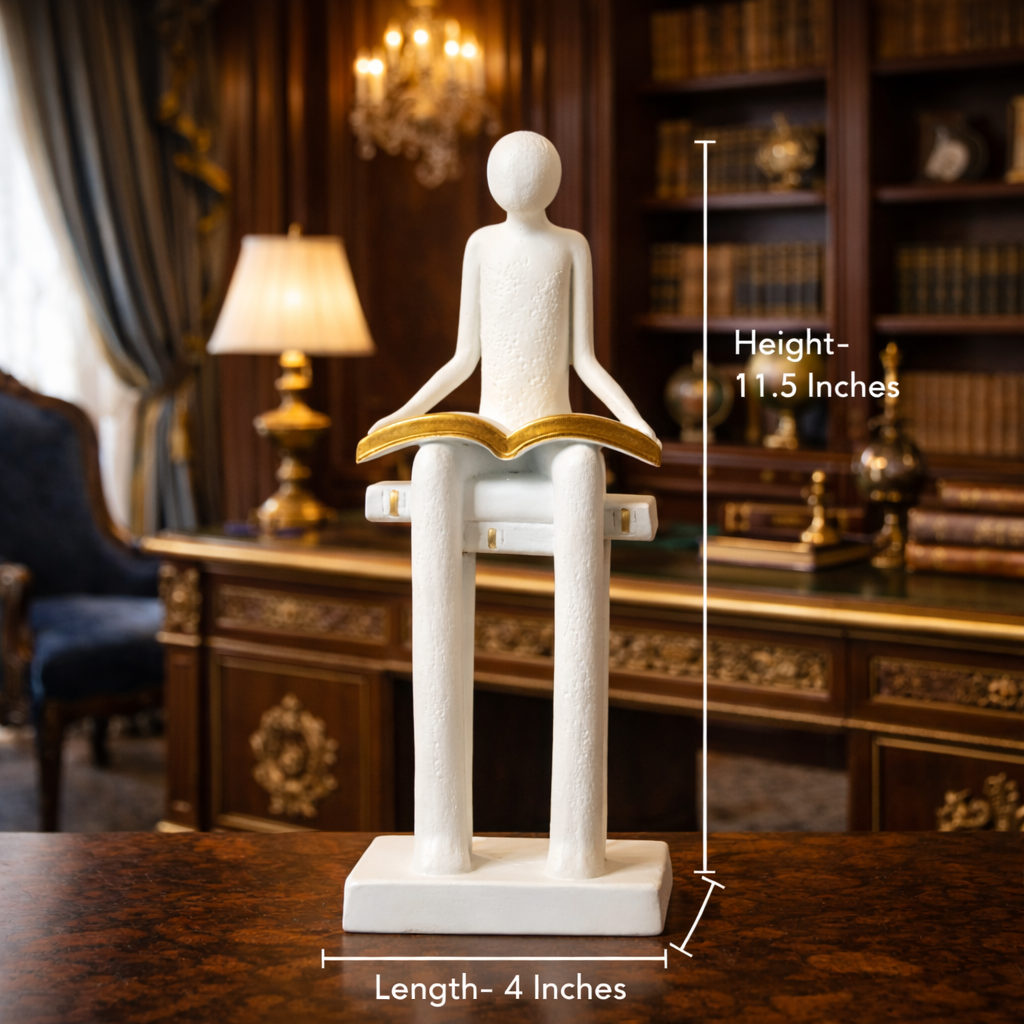 Luxury White Reading Man Book Statue | EnamorarDecor