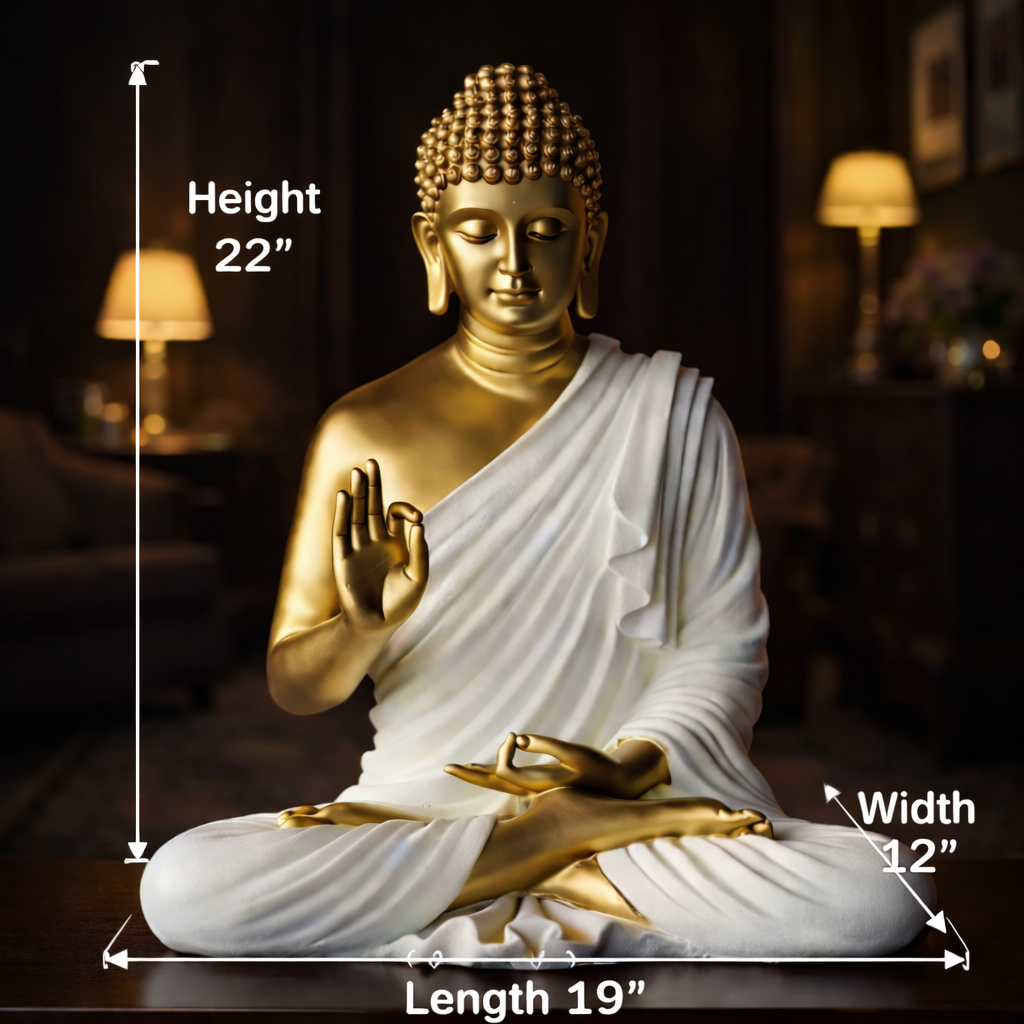 Luxury Big Golden & White Buddha Statue | EnamorarDecor