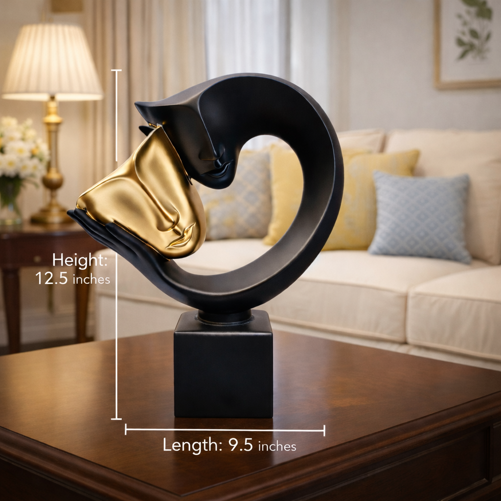 Luxury Black Gold Masked Couple Sculpture | EnamorarDecor