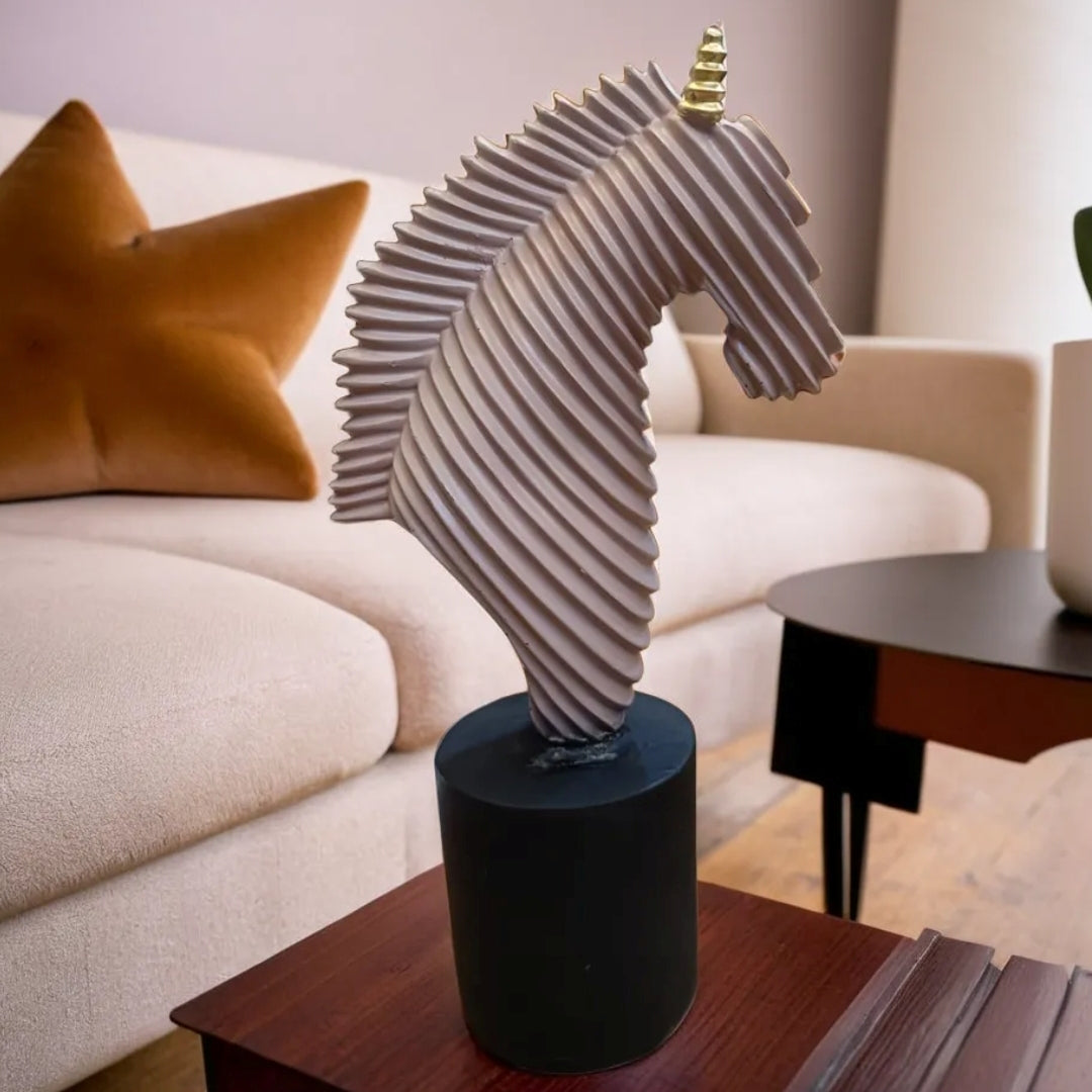 Pink Ribbed Resin Horse Statue | EnamorarDecor