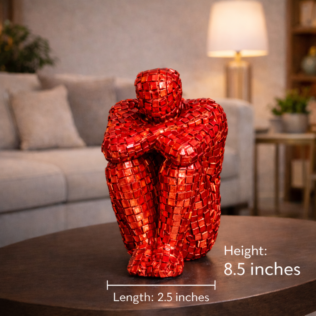 Luxury Red Mosaic Thinking Man Abstract Statue | EnamorarDecor