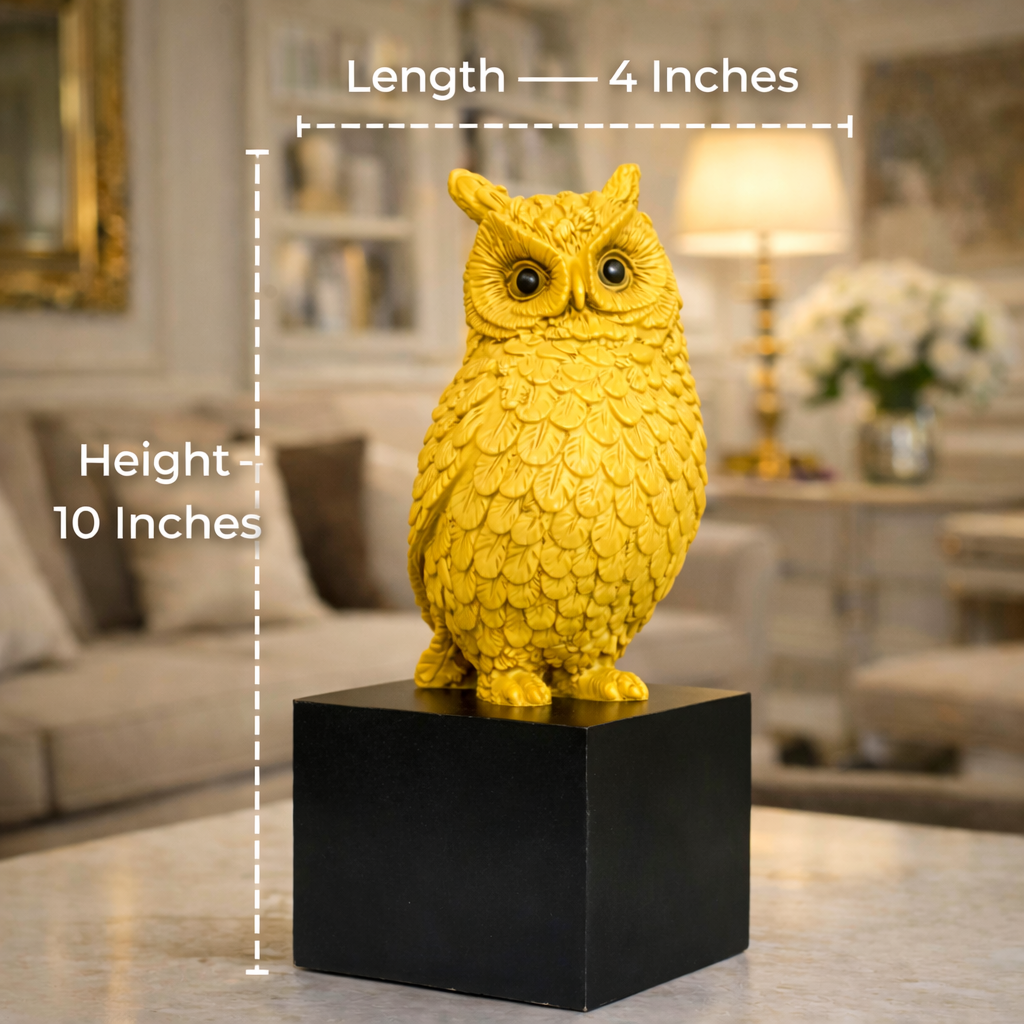 Luxury Yellow Owl Decorative Statue | EnamorarDecor