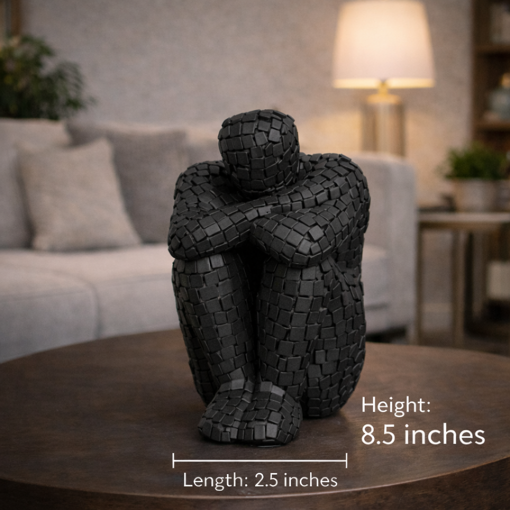 Luxury Black Mosaic Thinking Man Abstract Statue | EnamorarDecor