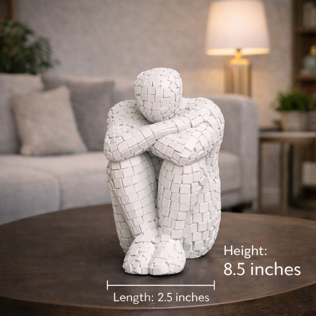 Luxury White Mosaic Thinking Man Abstract Statue | EnamorarDecor