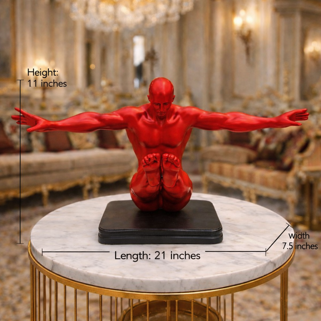 Luxury Red Sitting Gymnast Decor Sculpture | EnamorarDecor