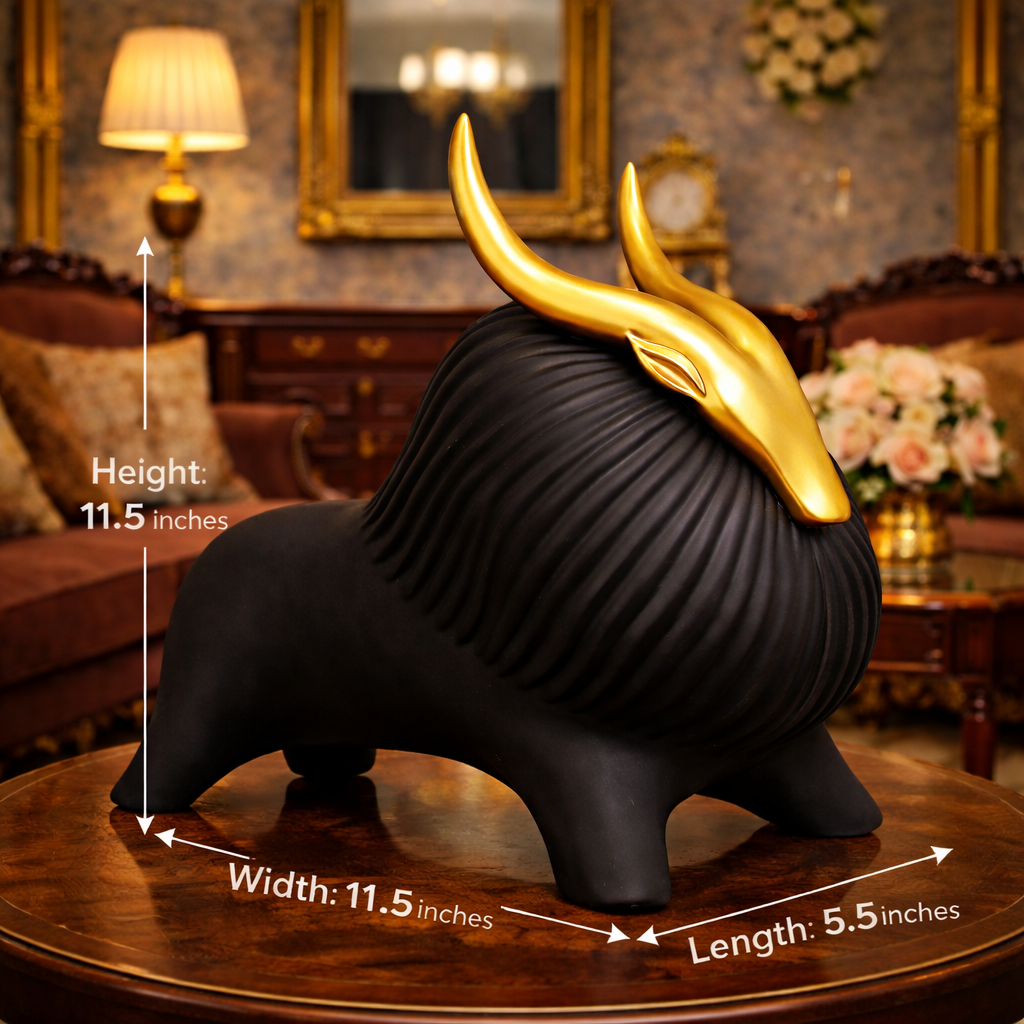 Luxury Black Yak Decor Statue | EnamorarDecor