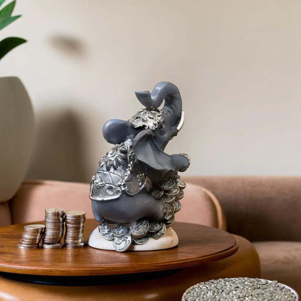 Elegant Black Money Elephant Showpiece | EnamorarDecor
