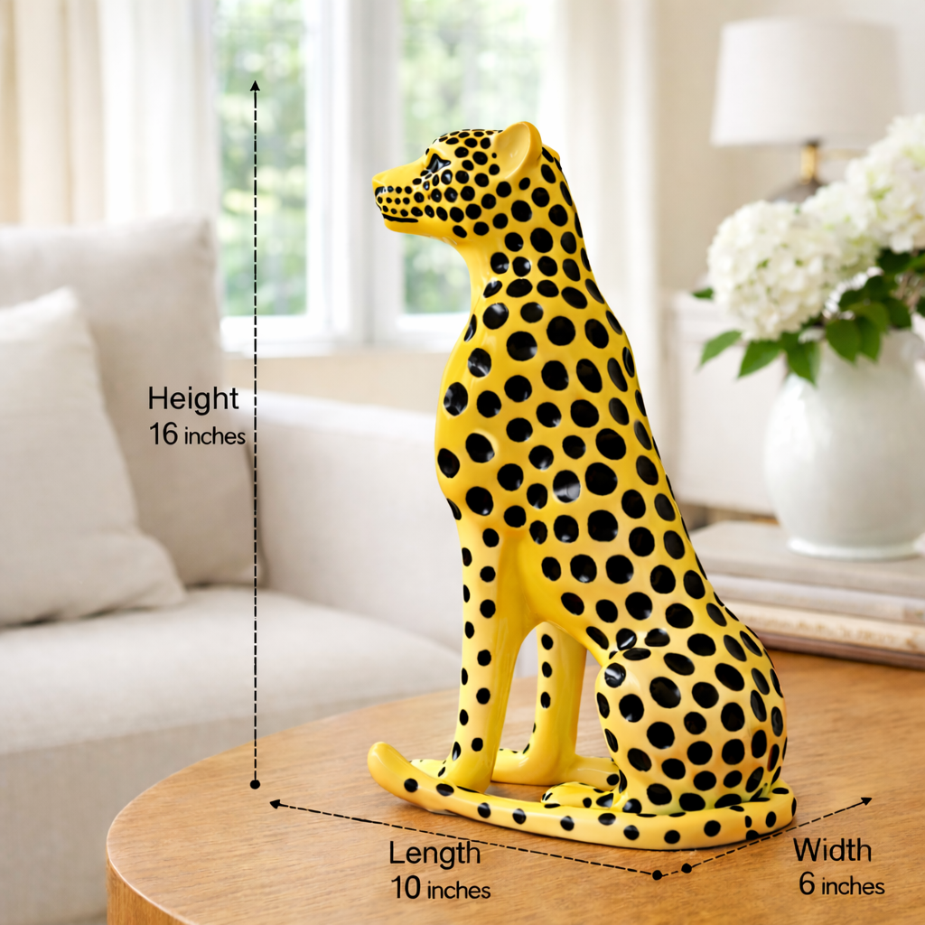 Luxury Yellow Small Cheetah Statue | EnamorarDecor