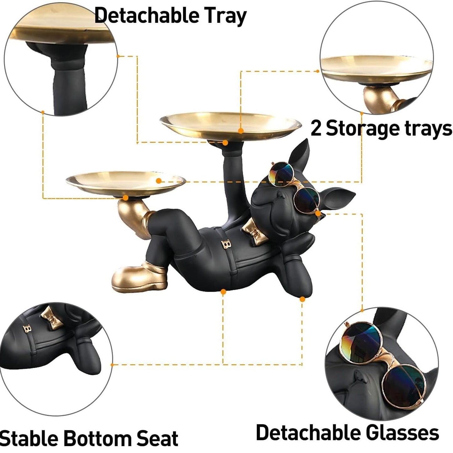 Black Multipurpose Bull Dog Double Storage | EnamorarDecor