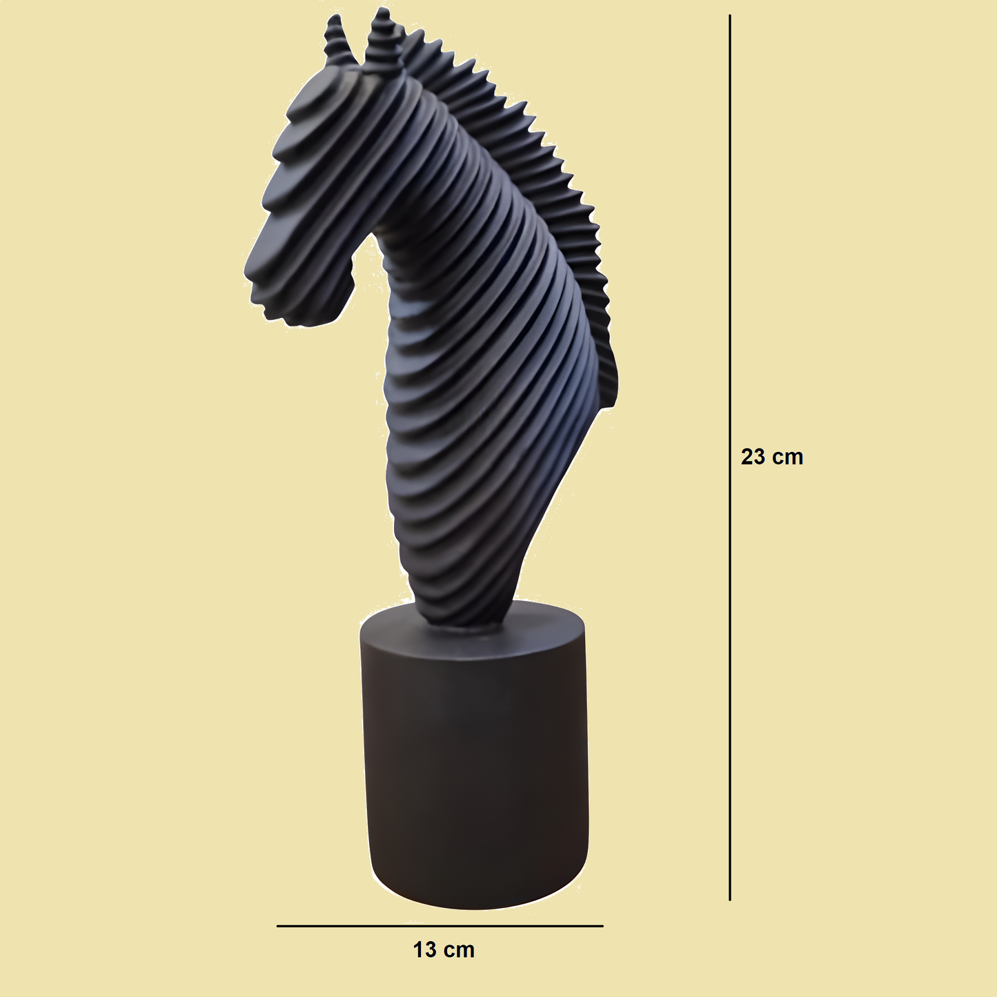 Black Ribbed Resin Horse Statue | EnamorarDecor
