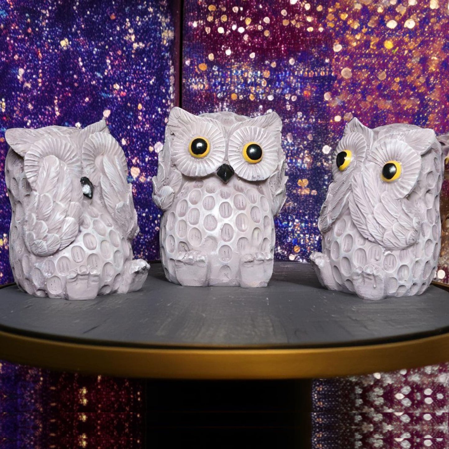 Brown Owl Set of 3 Antique Sculpture (Brown) | EnamorarDecor